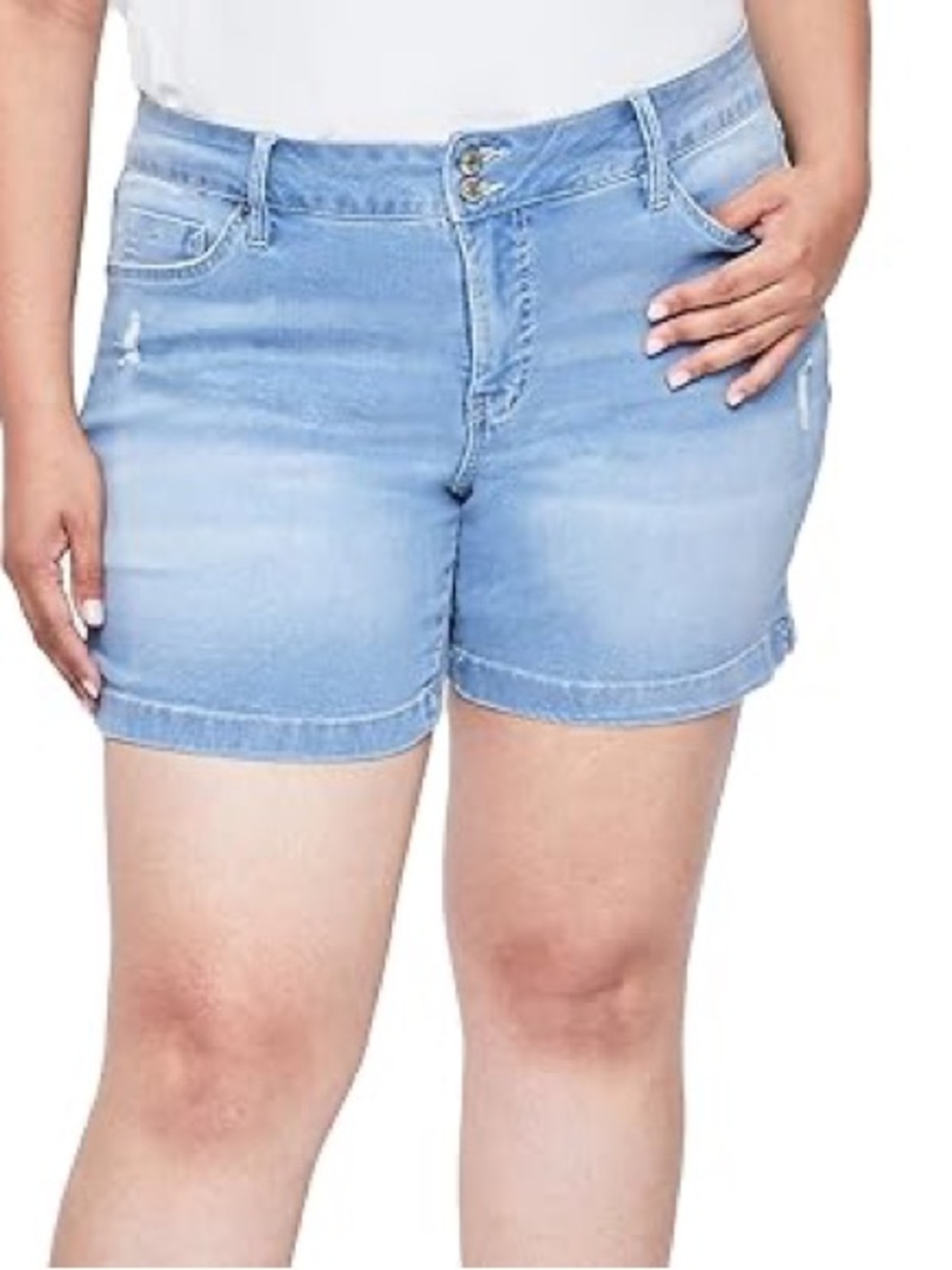 Royalty For Me Size 20W mid-rise light wash denim shorts cotton-poly-spandex